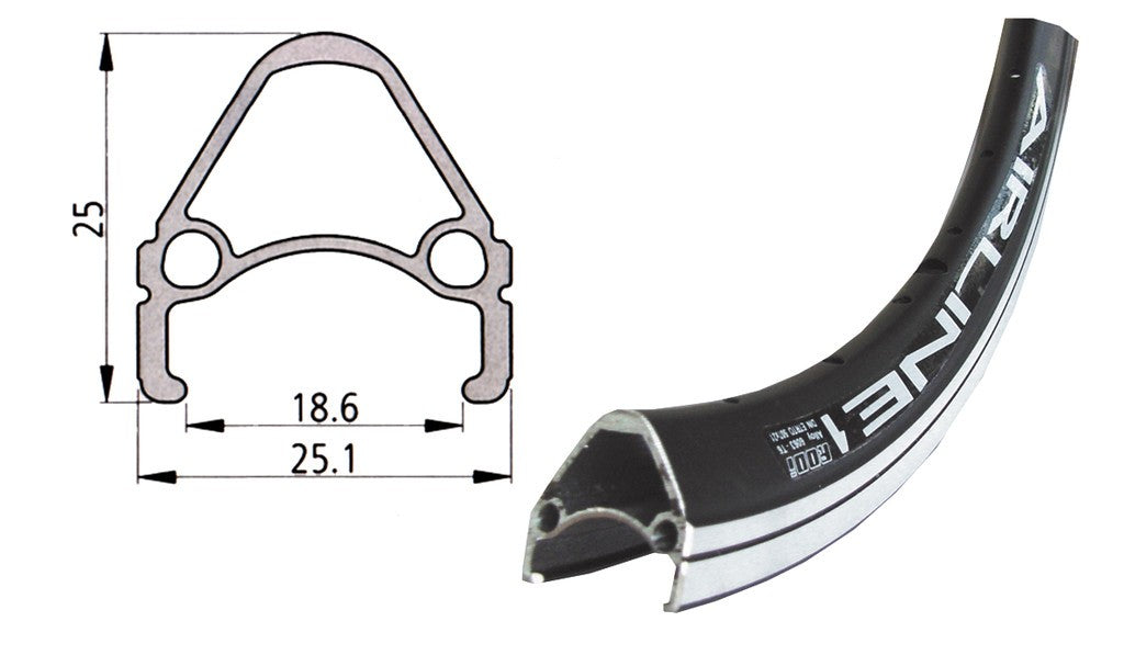 Rodi Airline 1 28" Felge, Schwarz, 36 Loch, 622-19, LV 6,5 mm