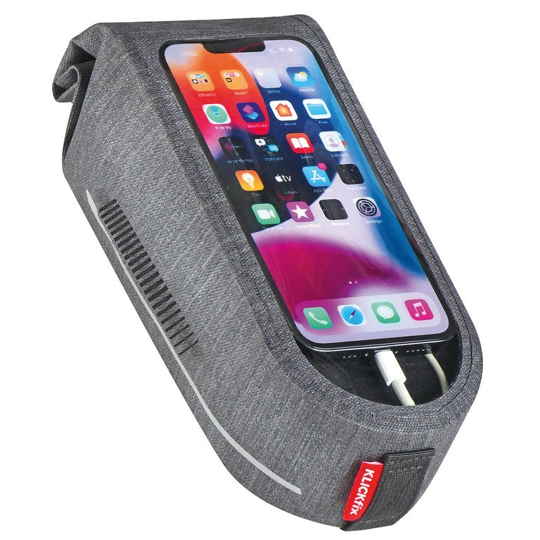 Borsa da telaio KLICKfix PhoneWaterproof grigio,9x7,5x21cm,1l,180g, c.adatt.