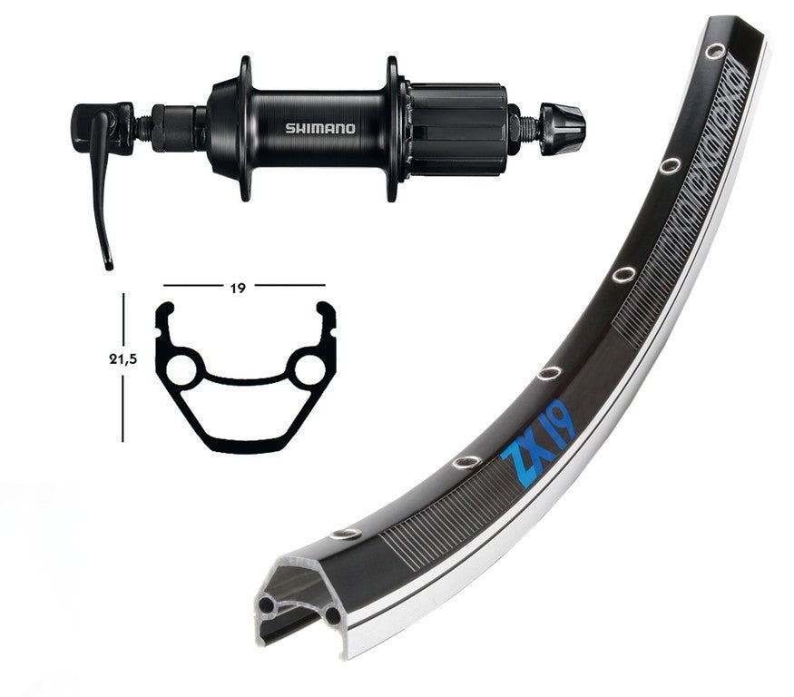 R.Post 26x1.75 TY500 Cass.7-v.ne.QR 36L Exal ZX 19 ne/silber. Speichen aus Edelstahl