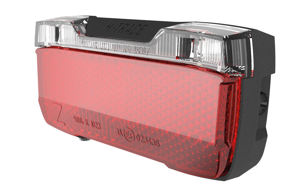 Luz trasera LED HERRMANS H-Trace alimentada por batería, montaje en rack de 50 mm, encendido/apagado