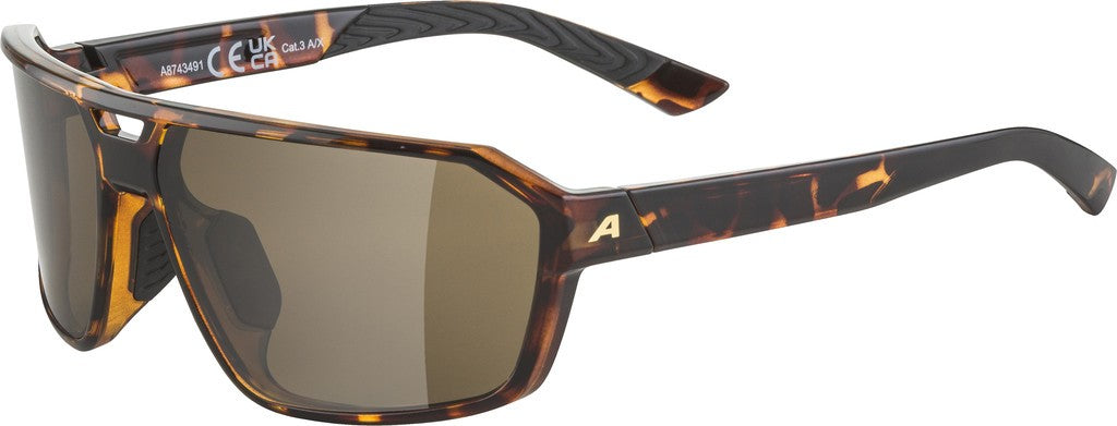 Alpina Swift Havana Luc Sportbrille, verspiegelte Gläser, Kat. 3