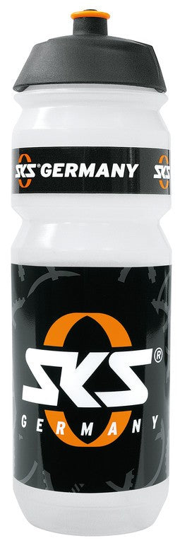 Botella de agua grande SKS de 750 ml, transparente con el logotipo de SKS, de plástico
