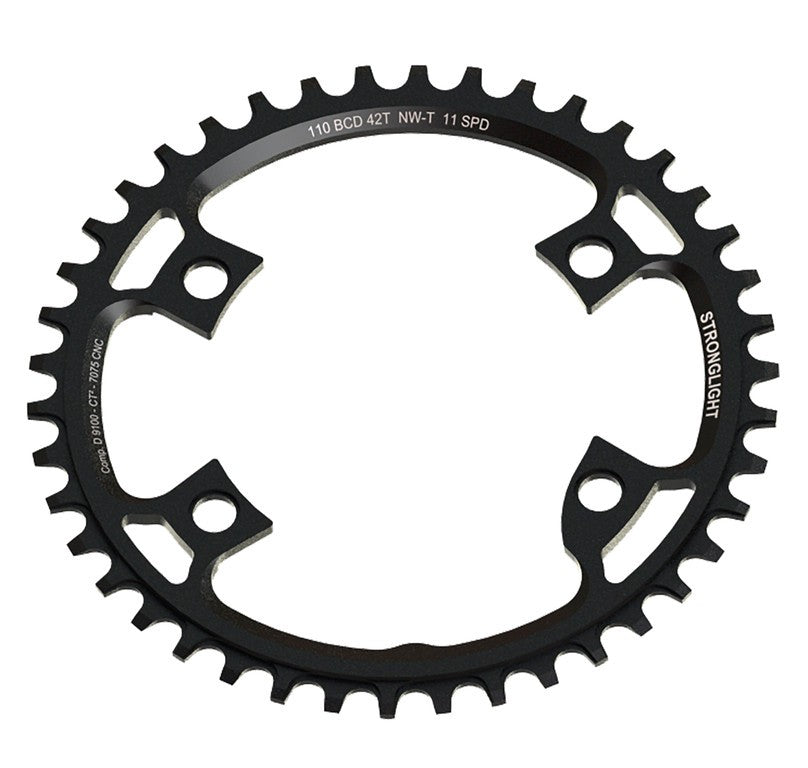 Stronglight Gravel-Kettenblatt für Shimano, 38 Zähne, schwarz, 7075-T6-Aluminiumlegierung, 110 mm