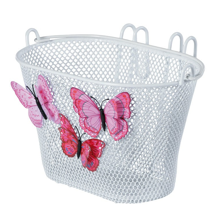 Cesta frontal infantil Basil Jasmin 20x28x19cm, color blanco/mariposa, m.str.