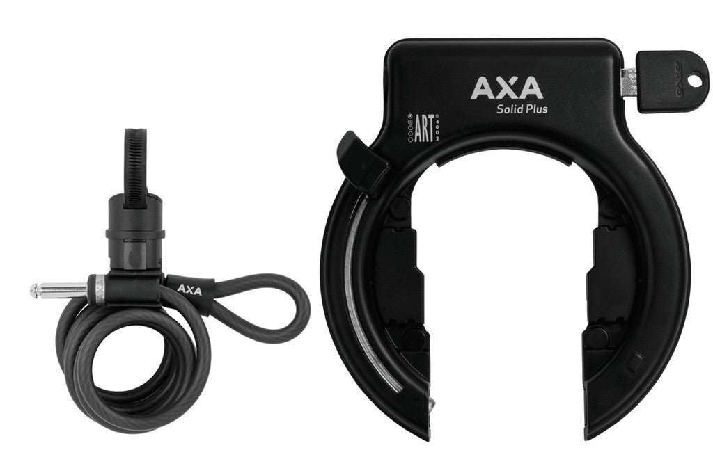 Axa Solid Plus schwarzes Rahmenschloss, mit Newton PL150