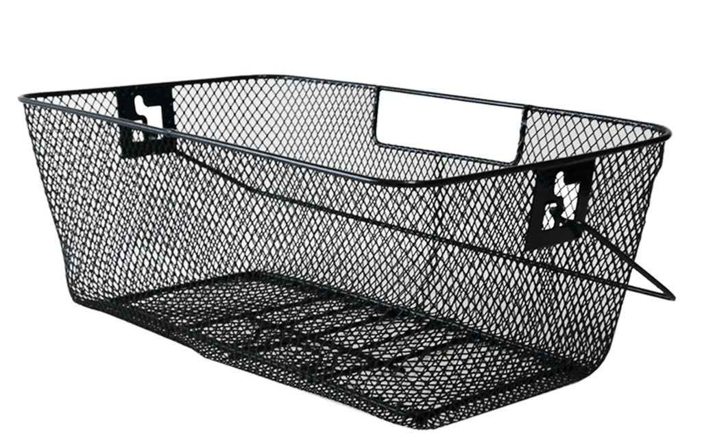 Heckkorb für Schulranzen, 46 x 27 x 18 cm, schwarz, mit feinem Netzgewebe