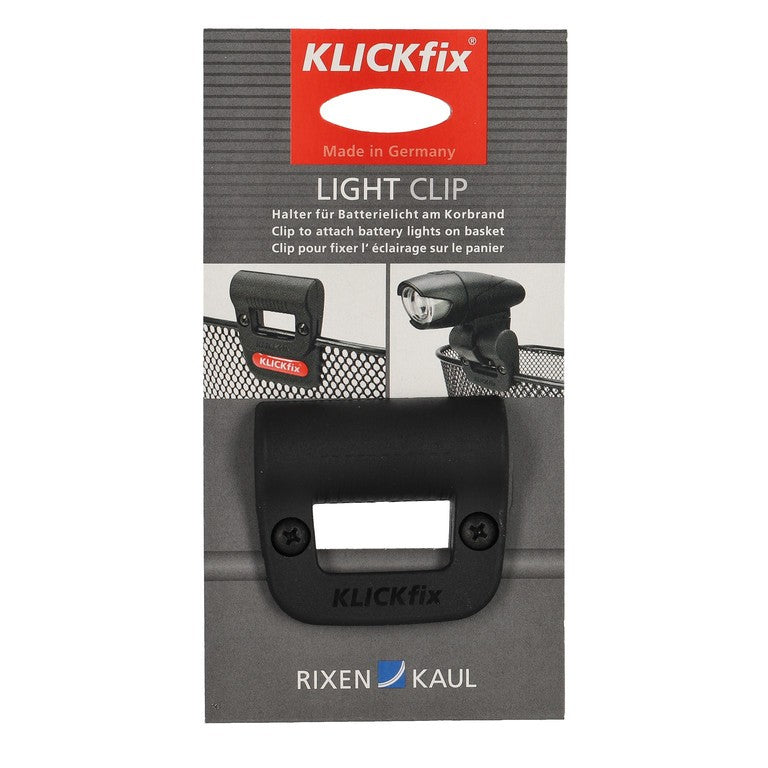 Clip de luz KLICKfix negro, soporte para accesorios de cestas, Ø 24 mm, aprox. 25 g