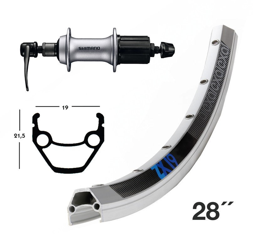 RP Exal ZX 19 28" (mit Ösen) 36L Aluminium, silber/op, 135 mm QR, FH-T3000, LV 6.5