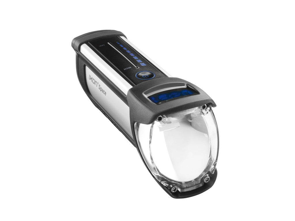 Luz LED b&amp;m Ixon Space 150 Lux a batería con soporte para manillar