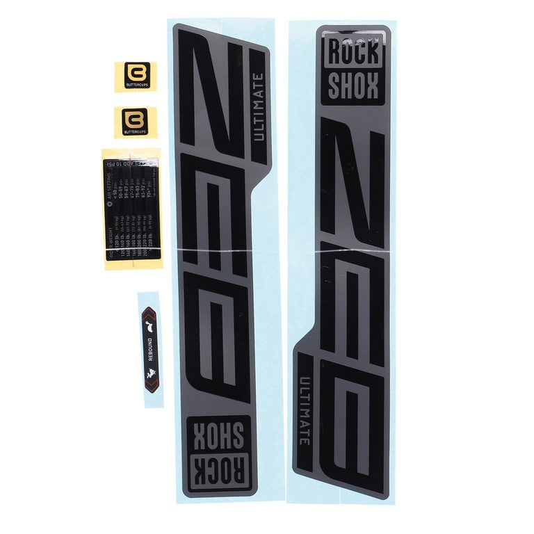 Kit de calcomanías para horquilla RockSh.ZEB Ultim.27,5/29" plata mate para negro brillante