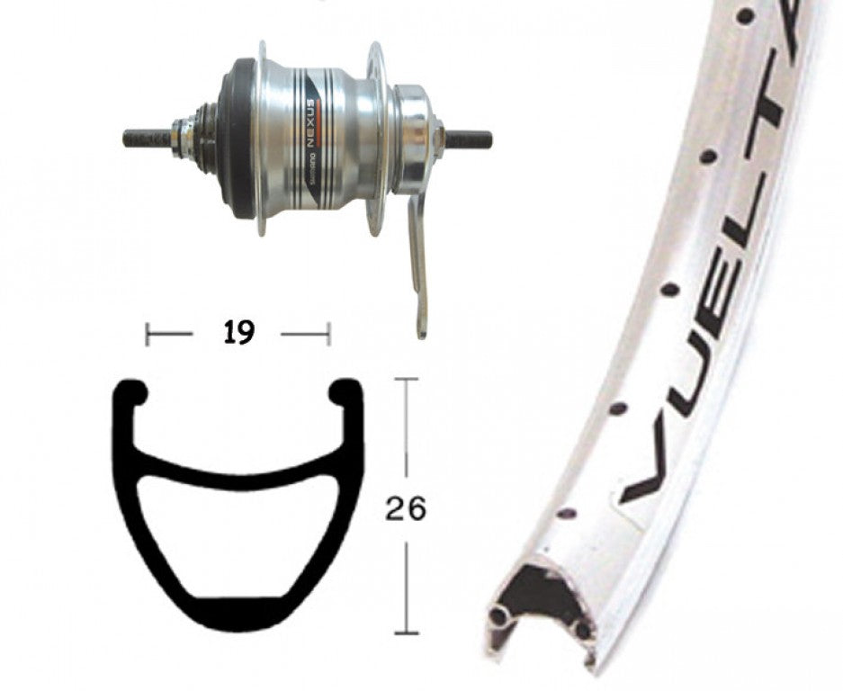 r.post. 28x1.75 Shim.,7 marcie,36 buchi Airline 1, raggi Niro, col.arg..