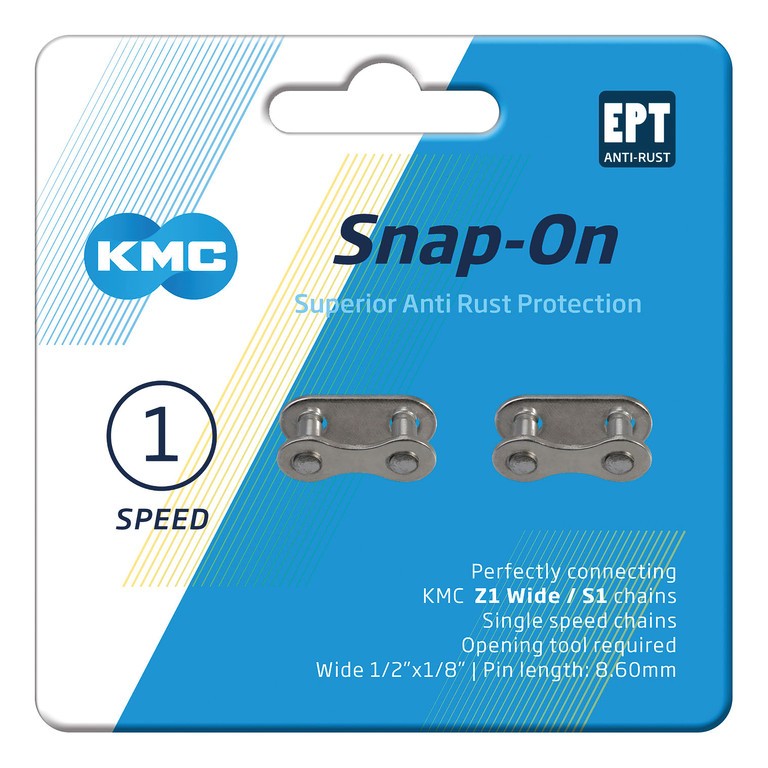Maglia di chiusura Snap-On KMC Wide EPT 2 pezzi, 1/2" x 1/8", 8,6mm, argento