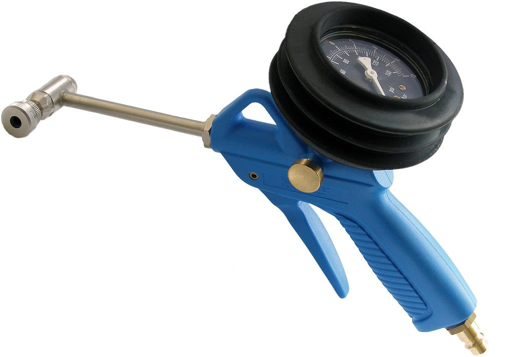Pistola infladora de tapas con manómetro Alligator para VP/VS, hasta 10 bar/145 psi, analógico.