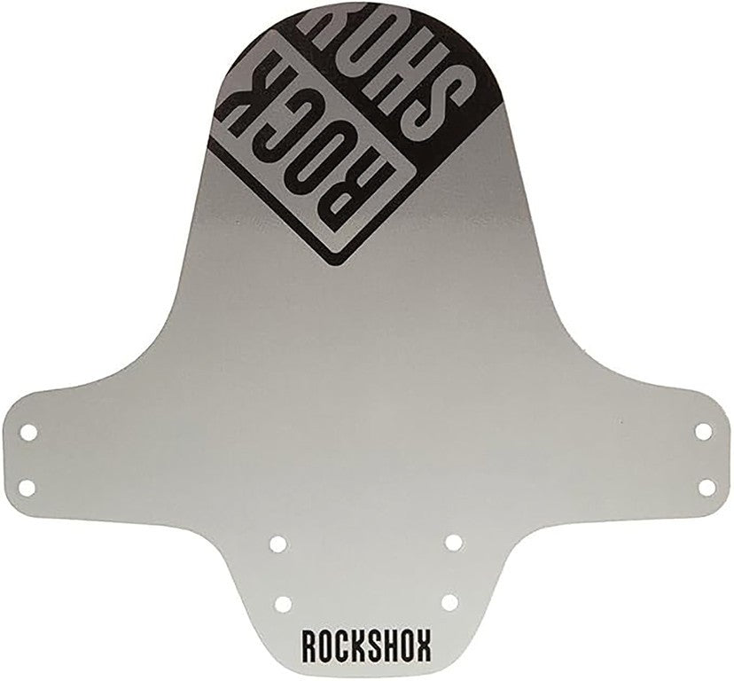 Guardabarros RockShox MTB, color plata/blanco degradado, logotipo negro