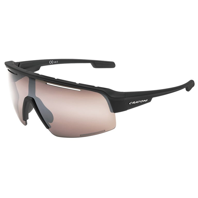 Occ. da sole Cratoni C-Matic COLOR+Sport gomma nr,lente ambr.,arg. specc.,cat.3