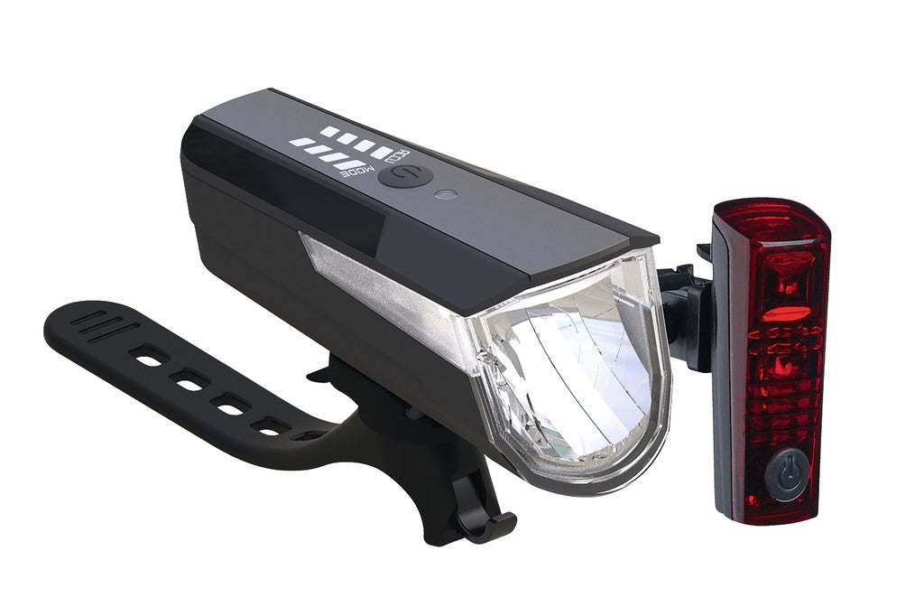 Set di luci LED a batt. Büchel BLC 820 80/40/15 Lux,2000 mAh,USB,luce frenata