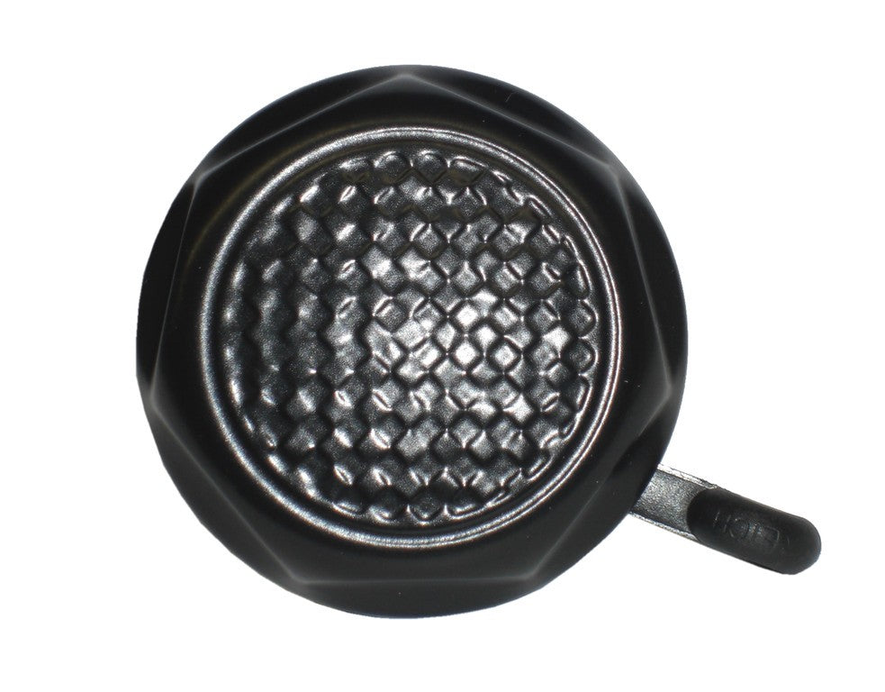 Reich schwarze Türklingel, Ø55mm, auf Karton.