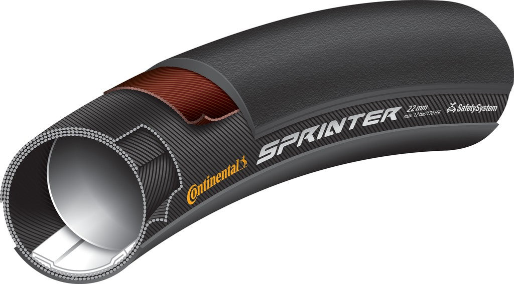 Conti Sprinter 28"x22mm (27x1") Skin Schlauchreifen Schwarz/Transparent