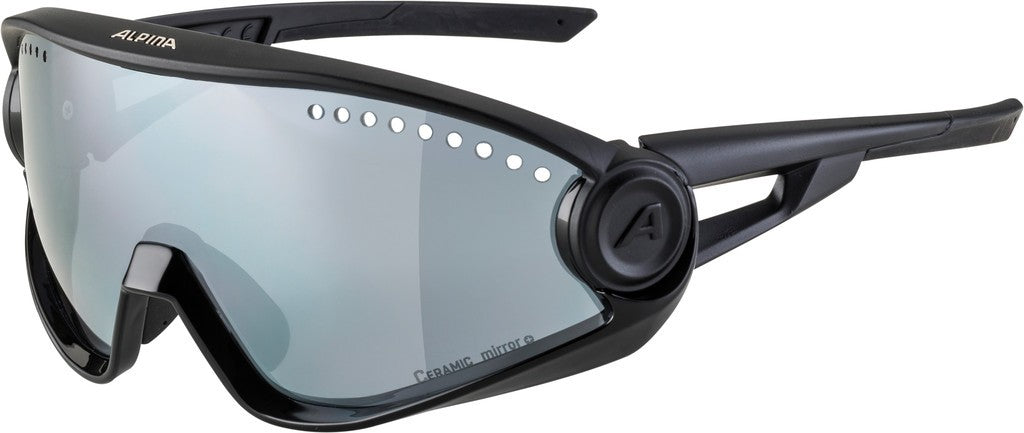 Alpina 5W1NG Sonnenbrille, schwarz, schwarze Gläser, verspiegelt, Kategorie 3