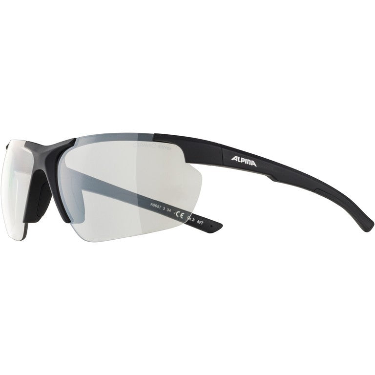 Alpina Defey HR Sonnenbrille, schwarz, klare Gläser, verspiegelt, Kat. 3