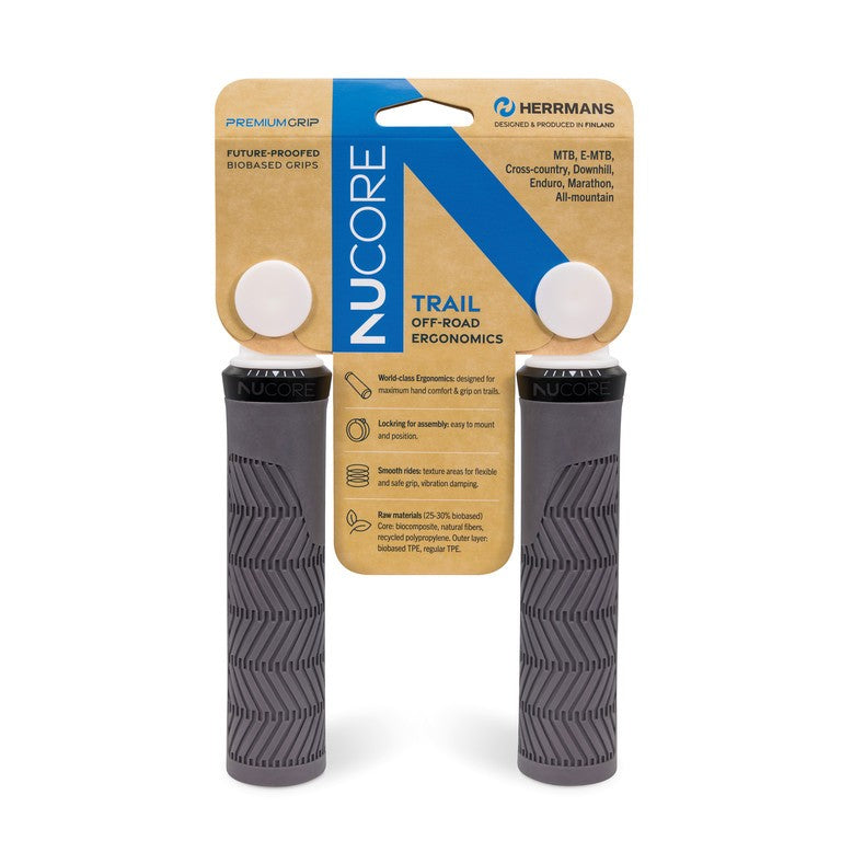 Puños HERRMANS Nucore Trail Wave de 130 mm, Ã 22 mm, gris, DD46 BL+BR