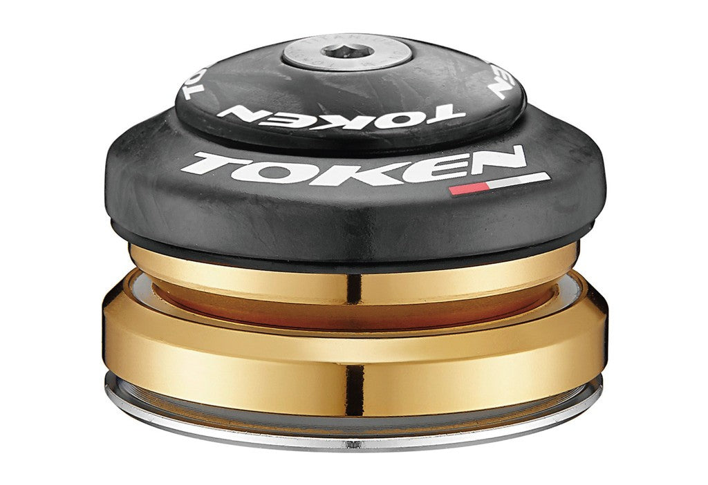 Juego de dirección TOKEN Omega Serie C AHead de 1 1/8" cónico de 1 1/4" negro/carbono (42/47) TBT