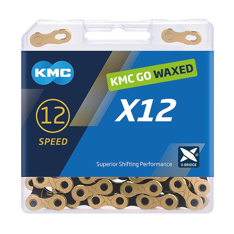 KMC X12 Ti-N WAXED Kette 1/2"x11/128", 126 m, 12 V, Gold/Schwarz