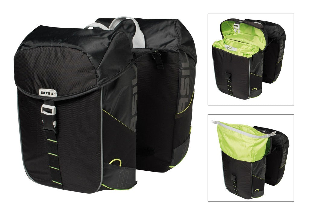 Borsa doppia Basil Miles black lime, 34x16x43cm, 34l, imperm.