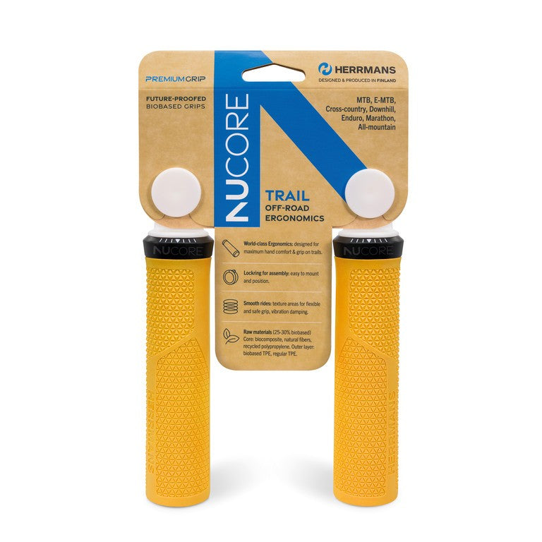 Puños HERRMANS Nucore Trail Peak de 130 mm, Ã 22 mm, ámbar DD46 BL+BR