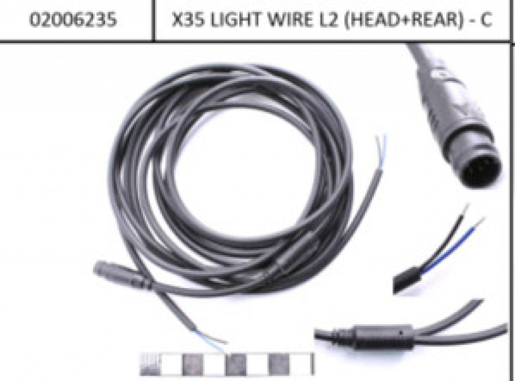 EBM Cavo per luci Y ant.+post. (10/20cm) nero, attacco EBM con filo aperto