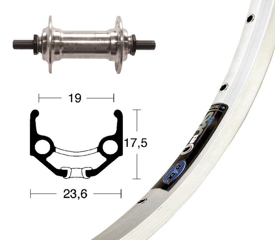 RA 28x1,75Nabe ab.bu arg. Rig. 36b. Rigida Zac 19 Silber. Niro-Radius