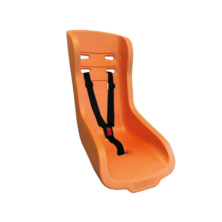Babboe orangefarbener Autositz, mit Gurten + Montagematerial