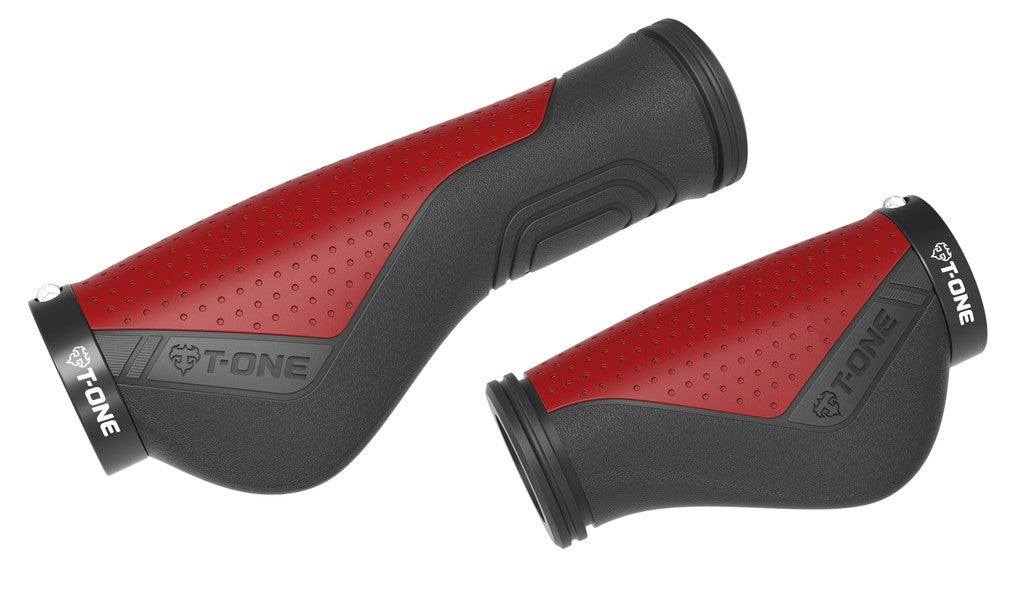 T-One Ripple Ergo Griffe 90/130 mm, einzeln, schwarz/rot