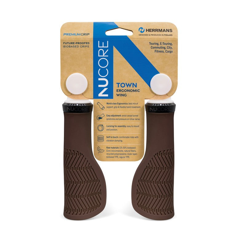 Puños HERRMANS Nucore Town Wave de 130 mm, Ø 22 mm, marrón DD48 BL+BR