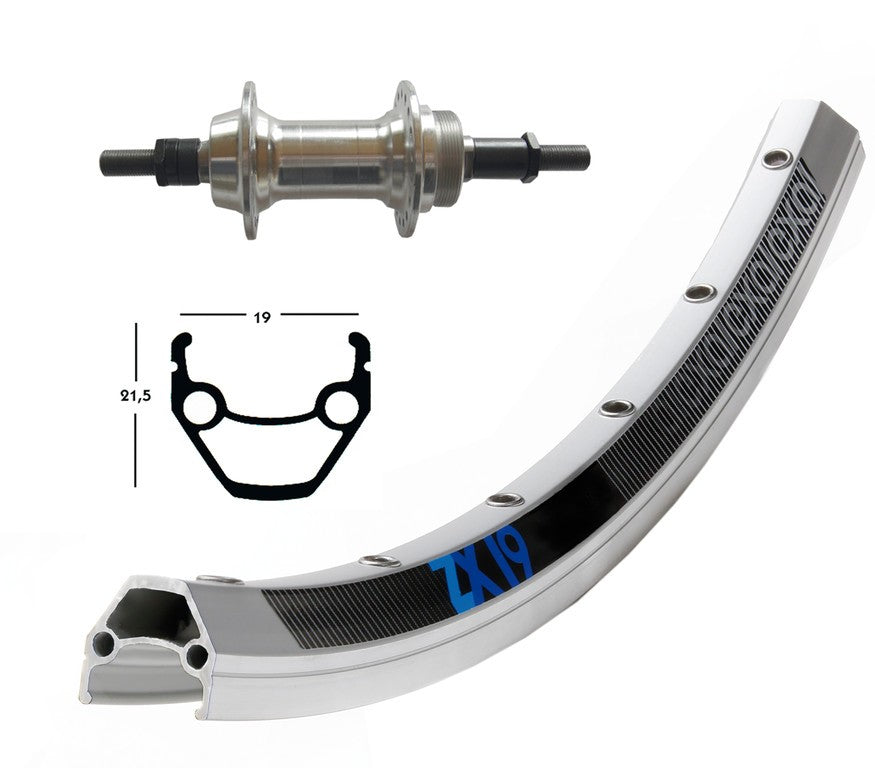 Hinterradfelge r.26x1.75, starr, geschlitzt, 36 Loch, Exal ZX 19 col.arg.., Niro Speichen