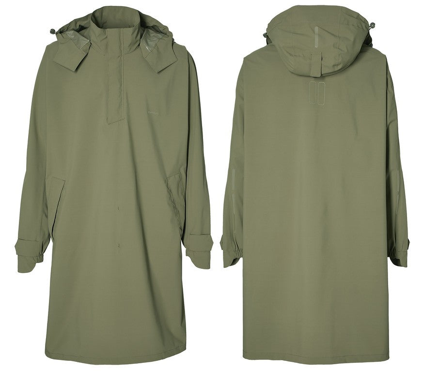 Poncho de lluvia verde oliva Basil Mosse, talla M/L, unisex
