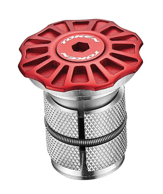 A-Head Stopfen TOKEN Arsenal Top Cap 1 1/8" rot, CNC-gefräst mit Expander