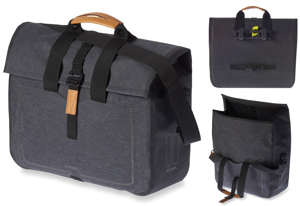 Bolsa de negocios Basil Urban Dry color carbón mel, 20l, 37x14,5x38cm, impermeable.