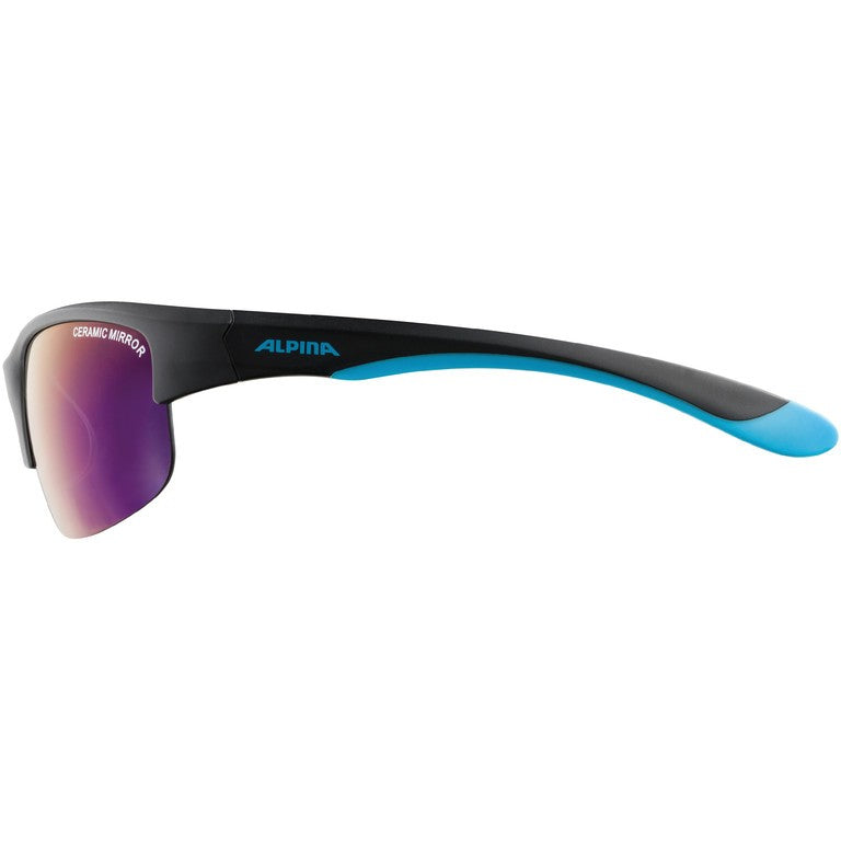 Alpina Flexxy Youth HR Sonnenbrille, schwarz-blau, blaue Gläser, verspiegelt, Kat. 3