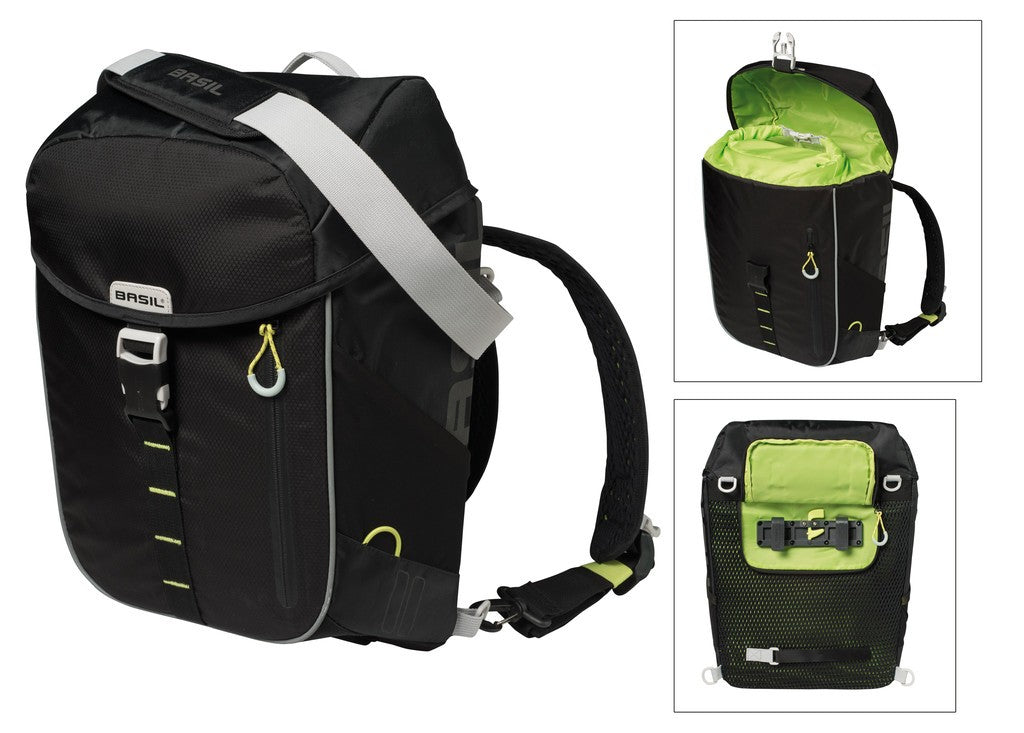 Basil Miles Einzelbeutel, schwarz-limette, 31 x 17 x 44 cm, 17 l, wasserdicht