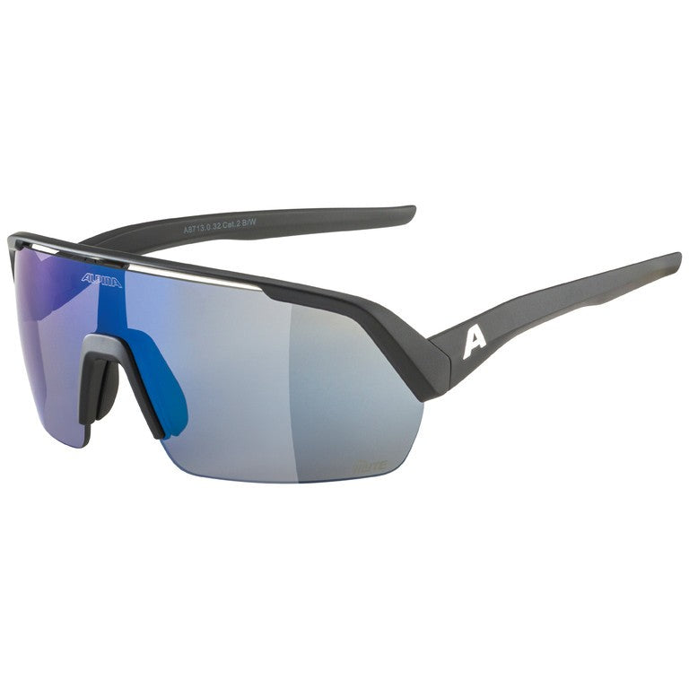 Alpina Turbo HR Q-Lite Brille, schwarz, verspiegelte blaue Gläser, Kat. 2