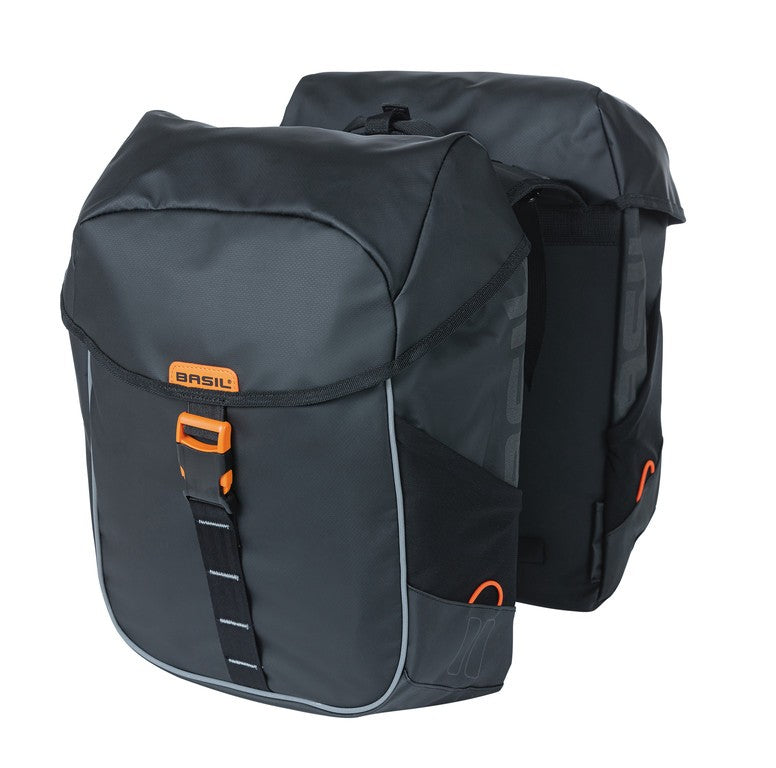 Borsa doppia Basil Miles Tarpaulin nero/aranc., 34x16x43cm, 34l