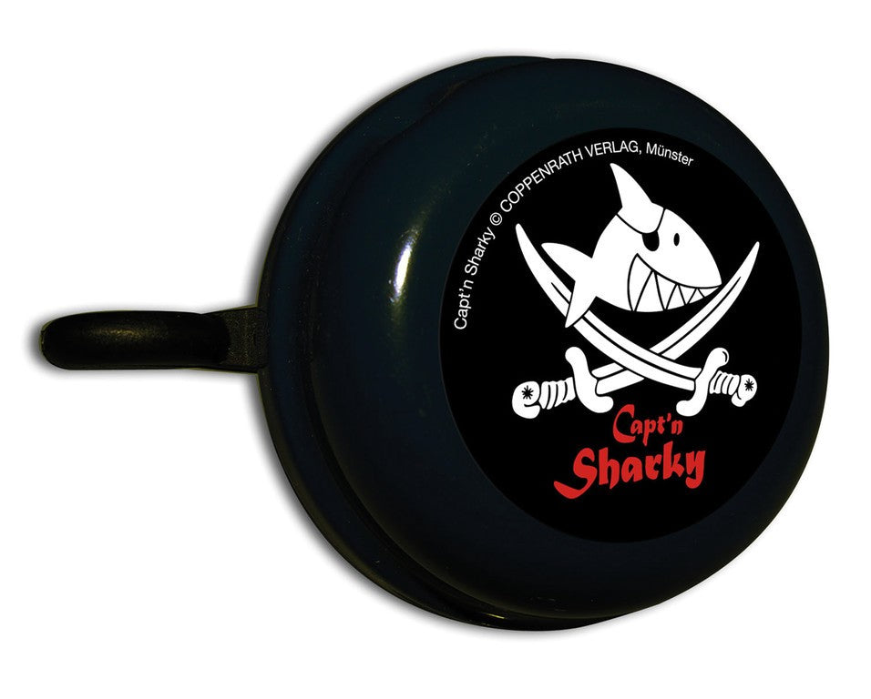 Timbre de bicicleta negro Fashion Captn Sharky, con motivo, Ø55 mm, sobre cartón