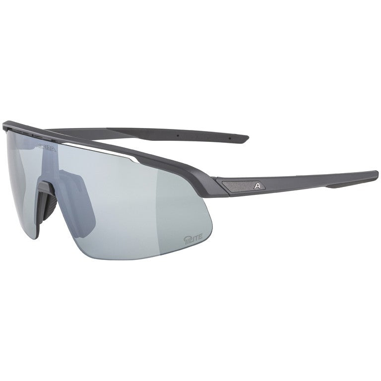 Alpina TurboProS Q-Lite Sportbrille, mittelgraues Obermaterial, silberne Spezialgläser, Kategorie 2, MTB