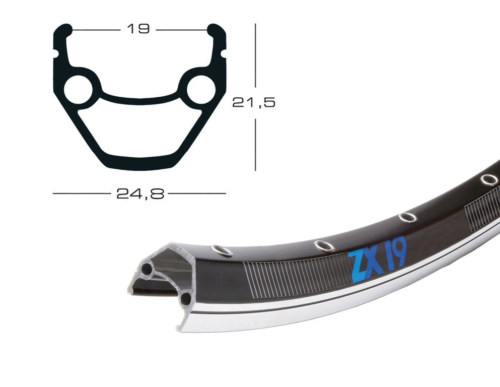 Exal ZX 19 28" Felge, schwarz, 36 Loch, 622-19, LV 6,5 mm