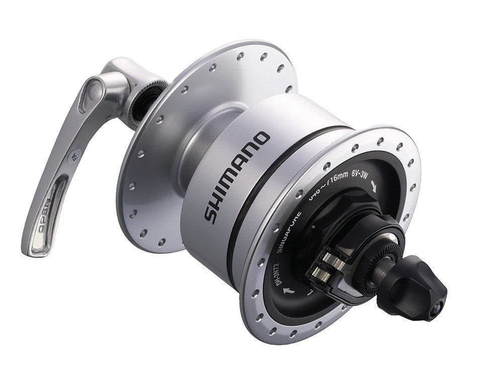 Dinamo de buje Shimano DH3N72 RA 100mm, 36 agujeros, plata, sg.rap.