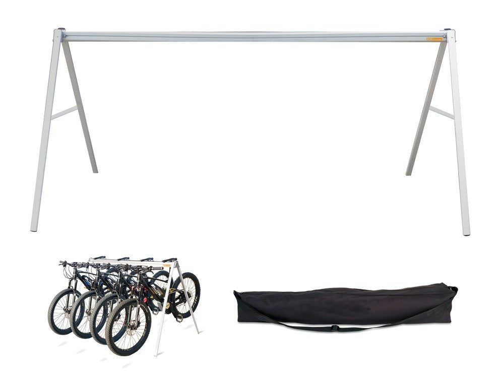 Bike Stand E-TEAM Agilis con borsa 240 x 78 x H 105 cm, per 5 bici
