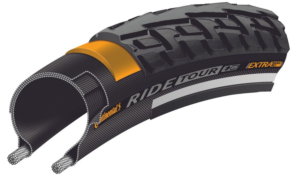 CONTINENTAL Copertone RideTour 27x1 1/4" 32-630 nero/nero rifl.