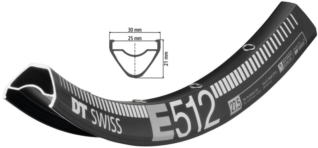 Cerchio DT Swiss E 512 27.5", nero,28 fori, 584-25, LV 6,5mm