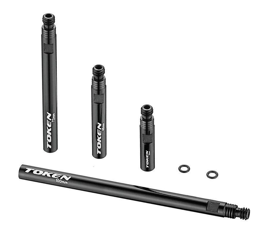 Extensión de válvula TOKEN para VP, negra, llantas de 41-55 mm, 2 piezas